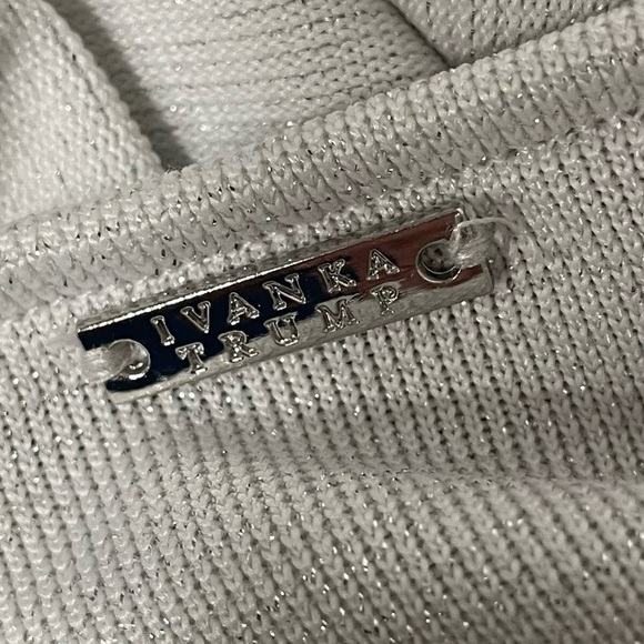 Ivanka Trump Sweater Pullover Asymmetric Ruffle Long Silver Womens Top Sparkle - Picture 5 of 16